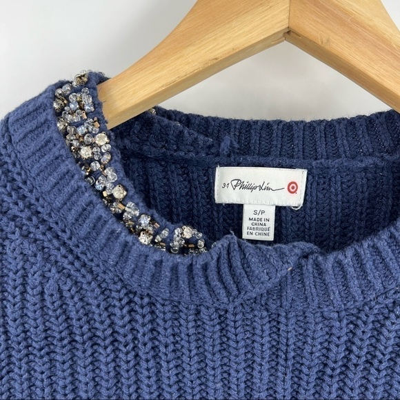 PHILLIP Lim x Target rhinestone ribbed navy sweater size S - Picture 5 of 7